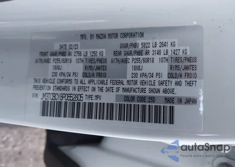 2023 Mazda Cx-9 Touring from USA, damaged, VIN JM3TCBCY8P0652805
